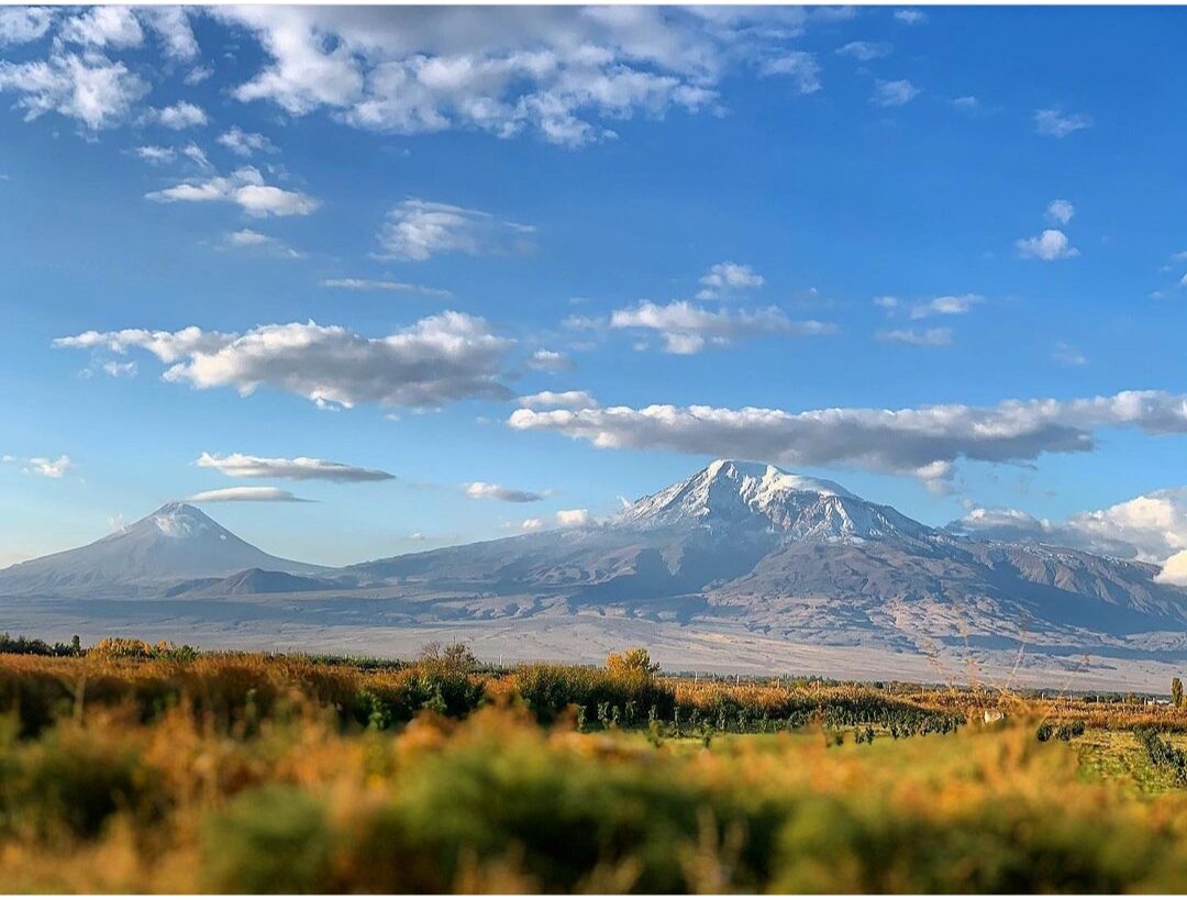 Vue sur le Mont Ararat depuis la plaine arménienne